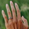 Hexagon Montana Sapphire Ring Silver Geometric Sapphire Engagement Ring Unique Birthstone Jewelry Modern Ring for Her Handmade Sapphire Ring