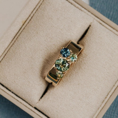 4 Montana Sapphire Prong Band 10k Gold Blue Stackable Ring | Anima jewels