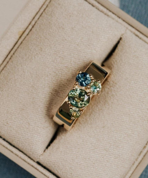 4 Montana Sapphire Prong Band 10k Gold Blue Stackable Ring | Anima jewels