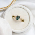 Montana Sapphire Emerald Cut Ring 14k Gold Double Band | Anima jewels