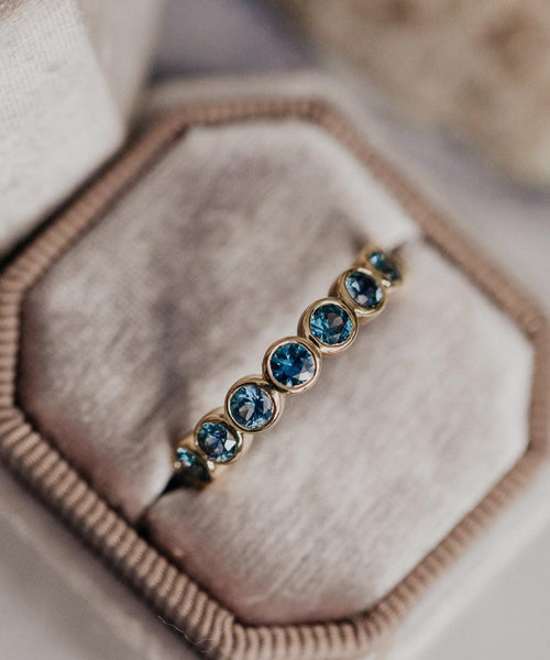 8 Montana Sapphire Bezel Band Silver Stackable Ring | Anima jewels