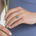 Cushion Cut Montana Sapphire Ring | 14k Solid Gold Double Band | Anima jewels