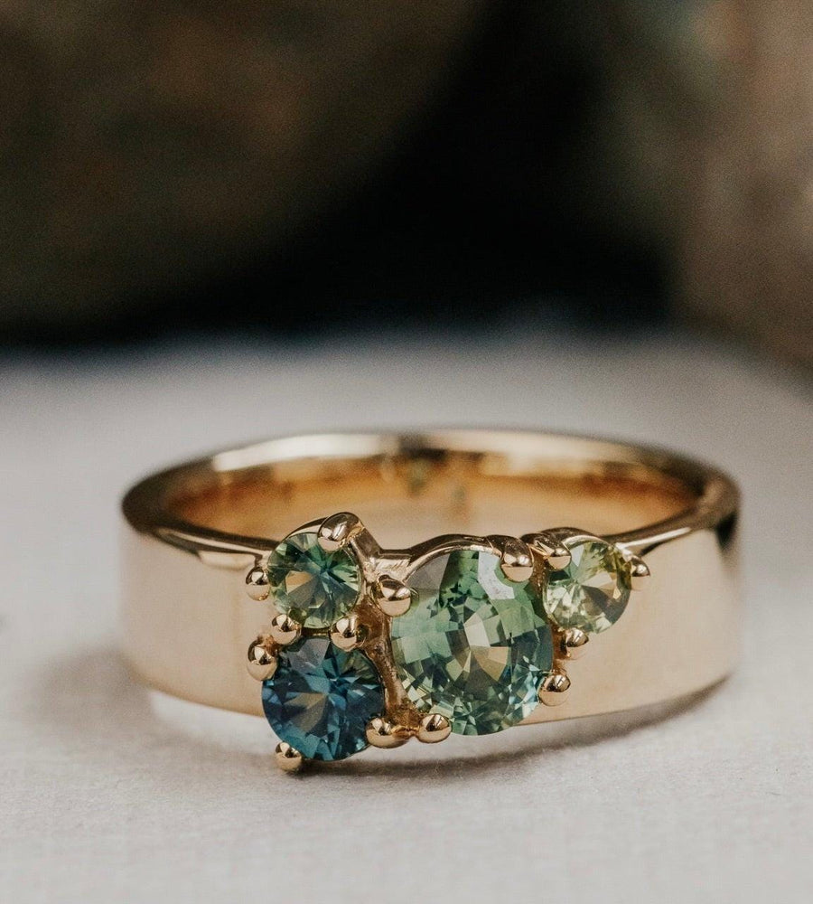 4 Montana Sapphire Prong Band 10k Gold Blue Stackable Ring | Anima jewels