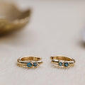 London Blue Topaz Duo Huggie Hoops in 14k Gold Plated Silver | Anima Jewels