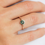 Moss Agate Ring with Diamond Accents | 925 Sterling Silver Engagement Ring | Anima