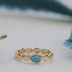 Pear Cut Turquoise Eternity Band Dainty Gold Boho Ring | Anima jewels