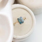 Emerald Cut Montana Sapphire Solitaire Silver Engagement Ring | Anima jewels