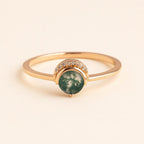 Moss Agate Ring with Diamond Accents | 925 Sterling Silver Engagement Ring | Anima