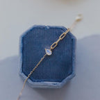 Moonstone Paperclip Bracelet - Pear Cut June Birthstone Jewelry | Anima Jewels