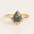 Pear Labradorite Drop Ring | 925 Sterling Silver Boho Engagement Band | Anima jewels