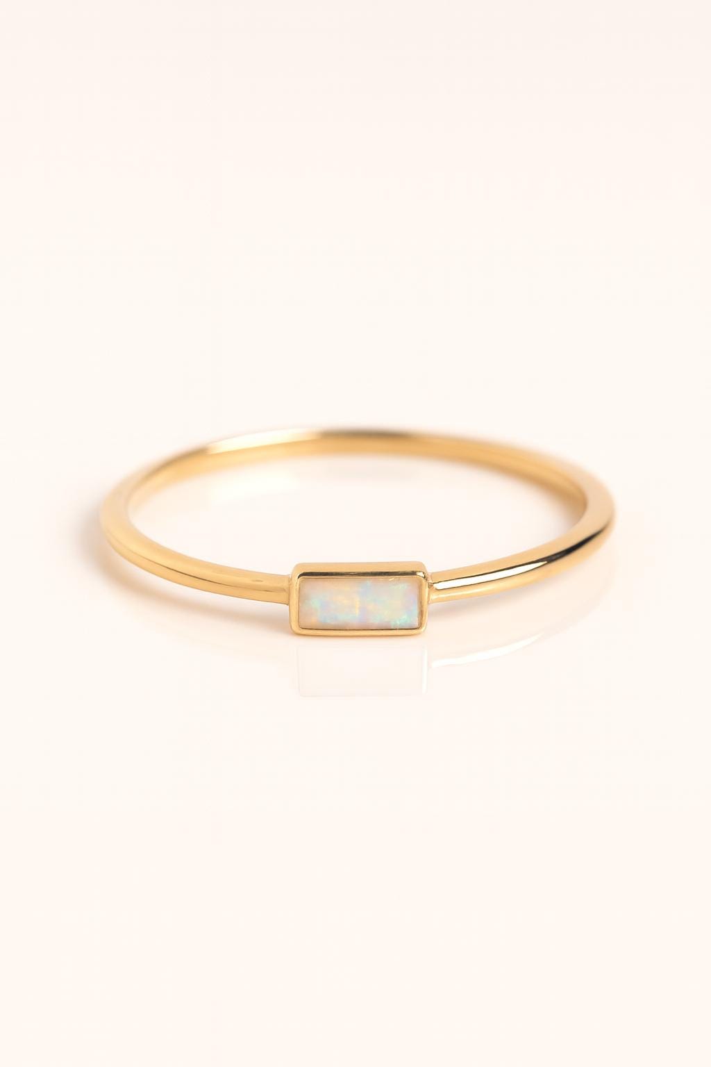 Baguette Opal Ring Dainty 925 Sterling Silver Stacking | Anima jewels