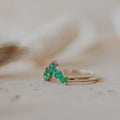 Emerald Curved Wedding Band Silver Chevron Stacking Ring | Anima jewels