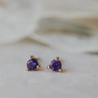 Personalized Birthstone Trio Stud Earrings in Solid 14k Gold | Anima Jewels