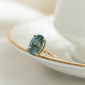 Oval Montana Sapphire Ring | 925 Sterling Silver Vintage Geometric Band | Anima jewels