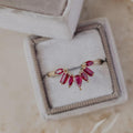 Ruby Curved Wedding Band Silver Leaf Stacking Ring | Anima jewels
