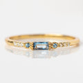 Aquamarine Baguette Ring | 14K Solid Rose Gold Dainty Stacking Band | Anima jewels