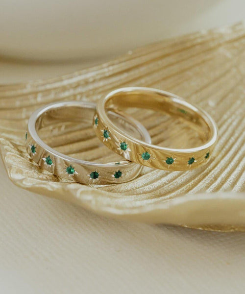 Star Emerald Stacking Eternity Ring Silver Celestial Band | Anima jewels