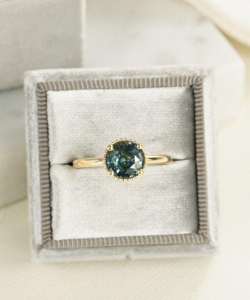 Montana Sapphire Prong Band Silver Blue Stackable Ring | Anima jewels