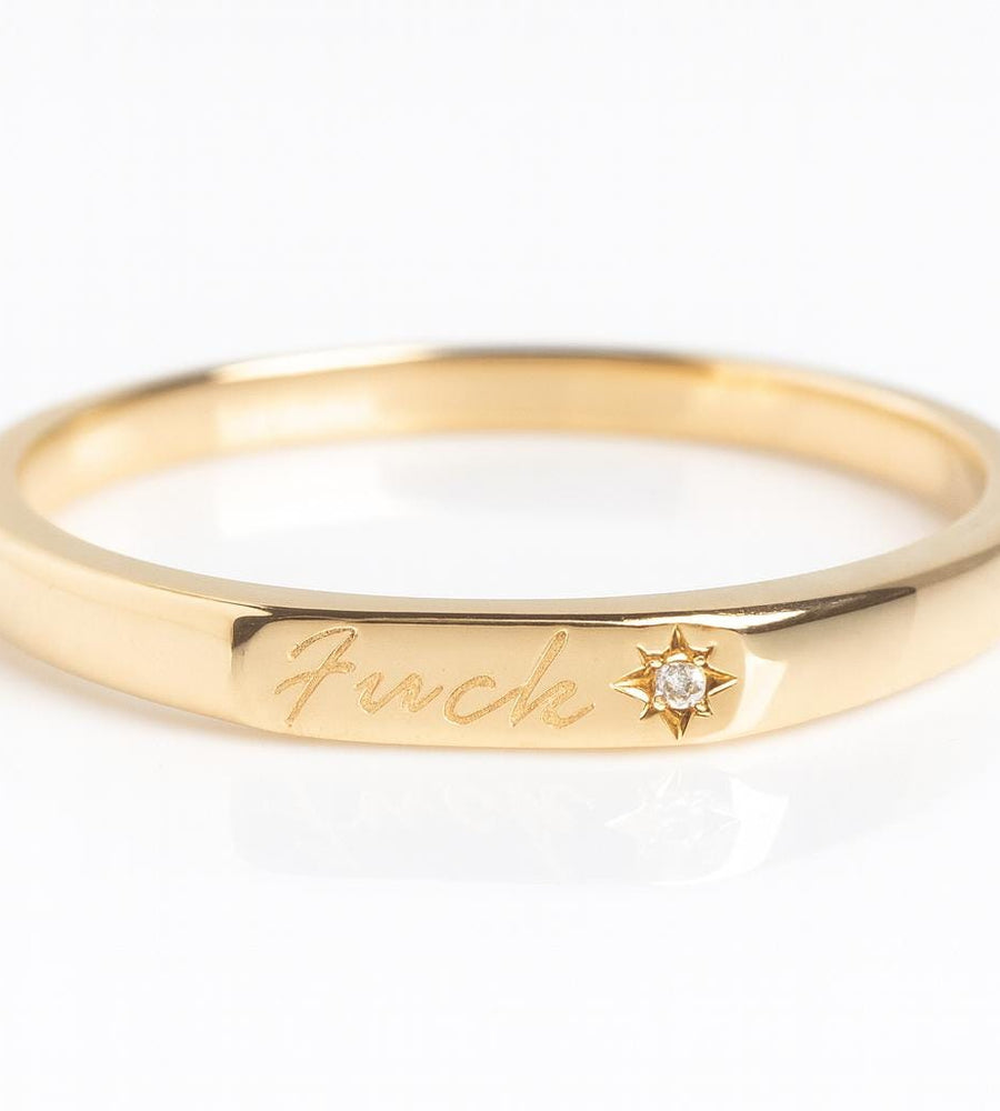Bold “Fuck Off” Ring – Engraved Statement Ring in 925 Sterling Silver – Minimalist Empowerment Divorce Ring for Women