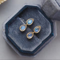 Duo Pear Natural Moonstone Stud Earrings in Solid 14k Gold | Anima Jewels