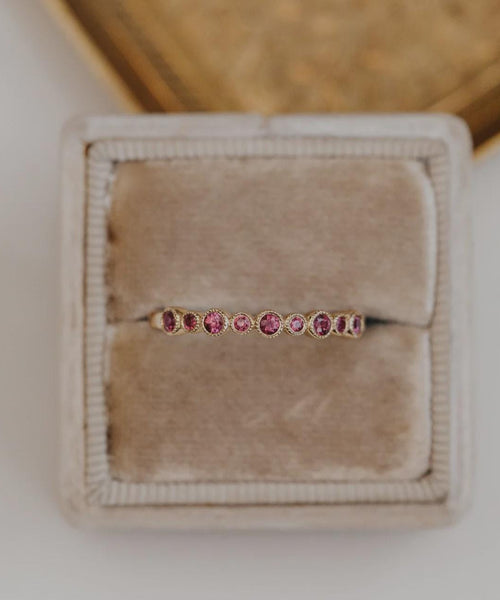 Ruby Eternity Ring 925 Sterling Silver Star Etched Stacking Band | Anima jewels