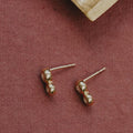 Duo Bezel Round Diamond Stud Earrings in Solid 14k Gold | Anima Jewels