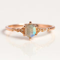 Natural Labradorite Engagement Ring – Hexagon Blue Fire Stone 925 Sterling Silver Dainty Promise Ring