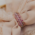 Ruby Eternity Ring 925 Sterling Silver Star Etched Stacking Band | Anima jewels