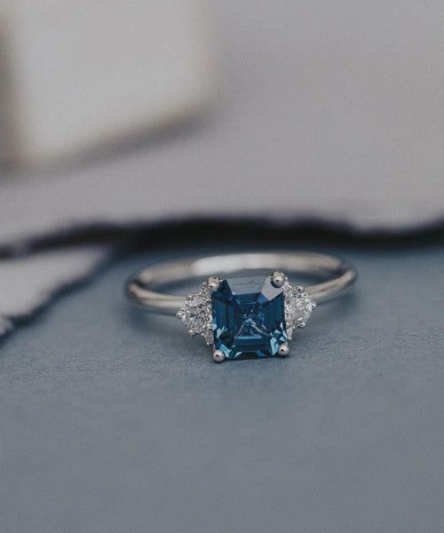 Montana Sapphire Square Cut Ring | Sterling Silver Statement Band | Anima jewels