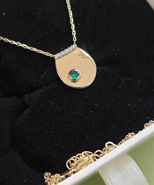 emerald earring stud with cz line in all Gold tone&nbsp;