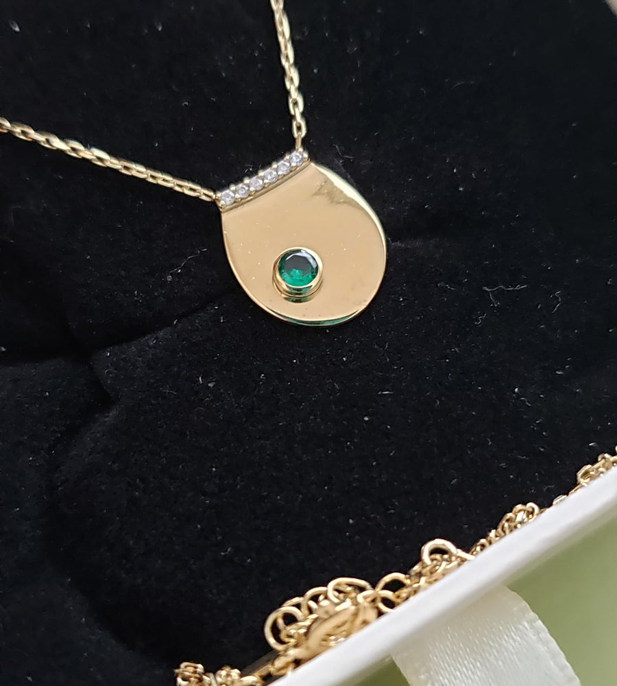 emerald earring stud with cz line in all Gold tone&nbsp;