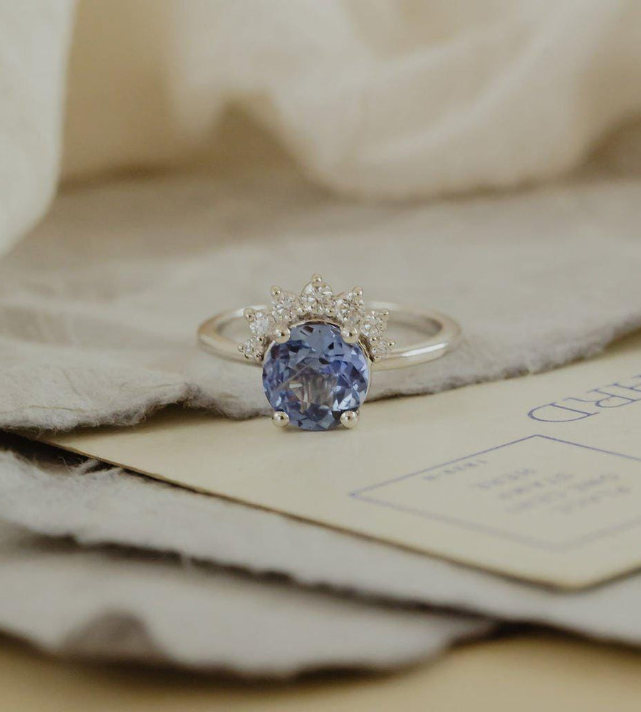 Tanzanite Solitaire Prong Ring | 925 Sterling Silver Stackable Band | Anima jewels