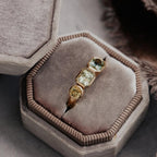 Montana Sapphire Three-Stone Bezel Ring Silver Engagement Band | Anima jewels