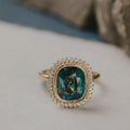 3.67 ct Cushion Montana Sapphire & Diamond Ring | 925 Sterling Silver | Anima jewels