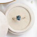 Cushion Cut Montana Sapphire Ring | 14k Solid Gold Double Band | Anima jewels