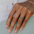 Hexagon Montana Sapphire Ring Silver Geometric Engagement | Anima jewels