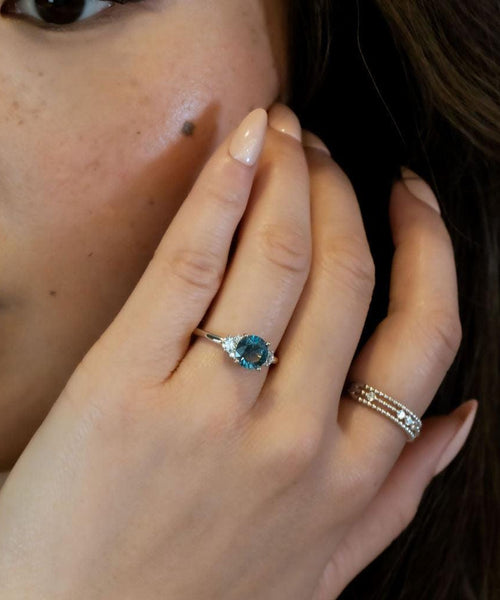 Sapphire Solitaire Dainty Prong Ring Silver September Birthstone | Anima jewels