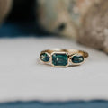 Emerald & Oval Montana Sapphire Ring | 925 Sterling Silver Three-Stone Band | Anima