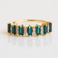 Baguette London Blue Topaz Wedding Band | Diamond Half Eternity Ring | Anima jewels