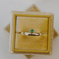 Emerald Solitaire Dainty Ring Silver Minimalist Stacking Band | Anima jewels