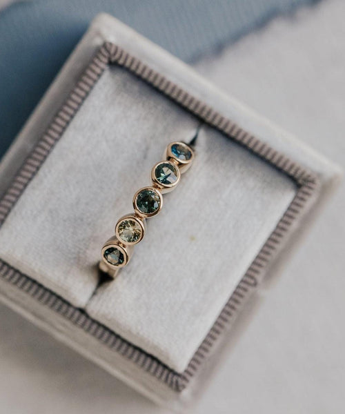 Montana Sapphire Bezel Band SEO Title 5 Montana Sapphire Bezel Band - 14k Gold Blue Stackable Ring | Anima jewels