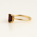 Emerald Cut Garnet Ring – January Birthstone Ring in 925 Sterling Silver – Minimalist Red Gemstone Stacking Ring