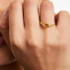 Citrine Oval Halo Dainty Silver Ring | November Birthstone Band | Anima jewels