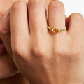 Citrine Oval Halo Dainty Silver Ring | November Birthstone Band | Anima jewels