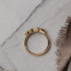 Geometric Hexagon Montana Sapphire Silver Engagement Ring | Anima jewels