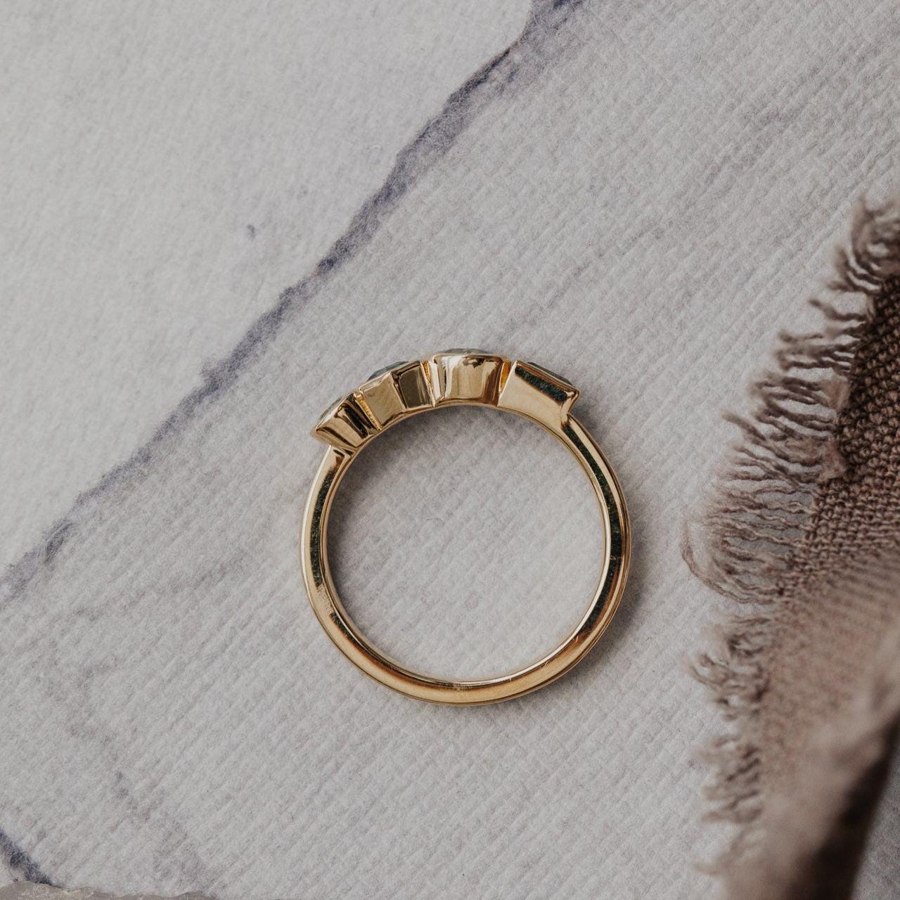 Geometric Hexagon Montana Sapphire Silver Engagement Ring | Anima jewels