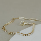 Moissanite Tennis Paperclip Bracelet 14k Gold Hybrid | Anima jewels
