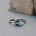 Oval Montana Sapphire Diamond Ring | 925 Sterling Silver Double Prong Band | Anima jewels