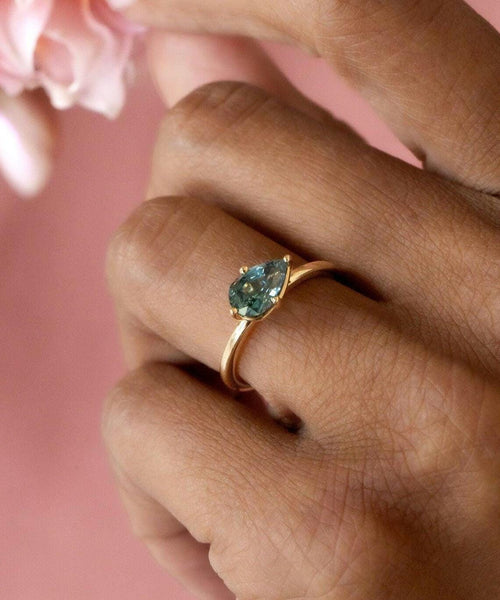 Pear Montana Sapphire Ring | 925 Sterling Silver Teardrop Solitaire Band | Anima jewels
