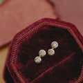Duo Bezel Round Diamond Stud Earrings in Solid 14k Gold | Anima Jewels